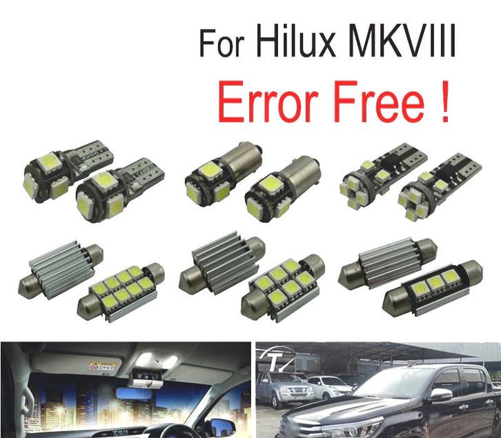 KIT 8 AMPOULES LED INTÉRIEUR POUR TOYOTA HILUX MK8 MKVIII 15, Auto-onderdelen, Verlichting, Verzenden