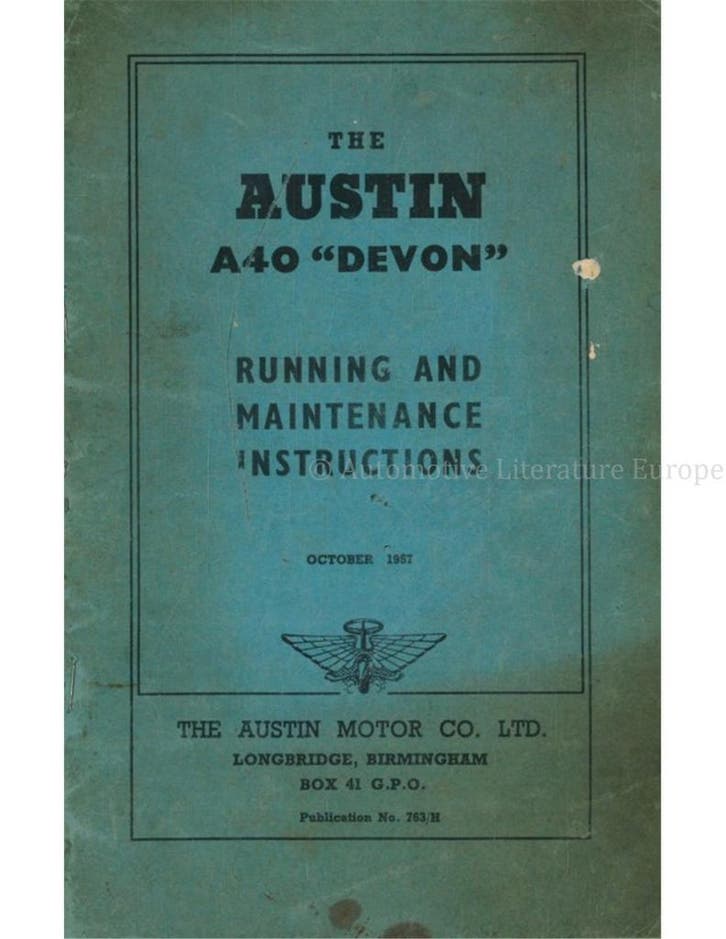 1957 AUSTIN A40 DEVON INSTRUCTIEBOEKJE ENGELS, Auto diversen, Handleidingen en Instructieboekjes