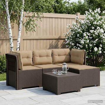 vidaXL 4-Zitter Tuin Sofa met Kussens Rattan Look PP, Verzenden, Nieuw
