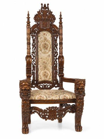 Fauteuil - Hout - Troon koninklijke wapenschilden 177 cm