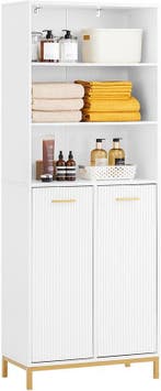 2dekans | SoBuy BZR182-W Hoge Badkamerkast - Wit Houten, Ophalen of Verzenden, Nieuw