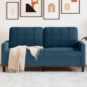 vidaXL Tweezitsbank / zetel 140 cm fluweel blauw, Verzenden