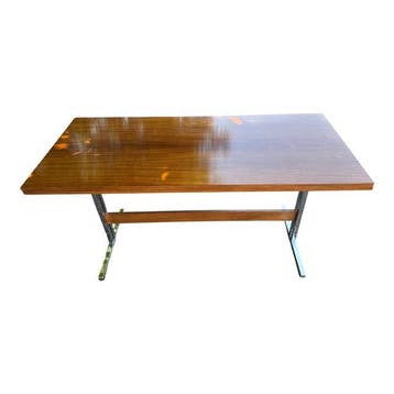 Tafel - Hout, Chroom - Vintage Duitse hoogteverstelbare en