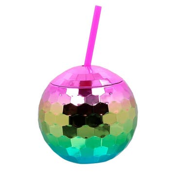 Disco Regenboog Bekers Met Rietje, Verzenden