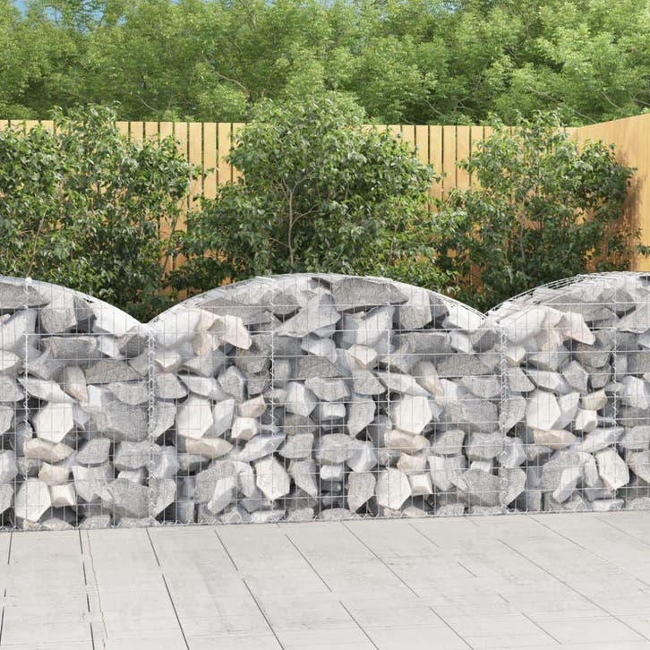 vidaXL Schanskorf gewelfd 150x50x80/100 cm gegalvaniseerd, Tuin en Terras, Bloempotten, Nieuw, Verzenden