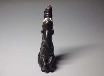 Kirin (Qilin) bête mythique Netsuke - Ébène, os (yeux, Antiquités & Art