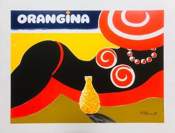 Bernard Villemot - Orangina On The Beach (linen backed on