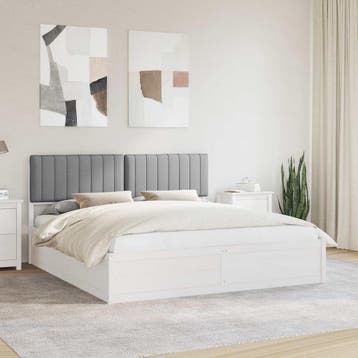 vidaXL Bedframe met Gevoerde Hoofdbord Lichtgrijs 180 x 200, Verzenden, Nieuw