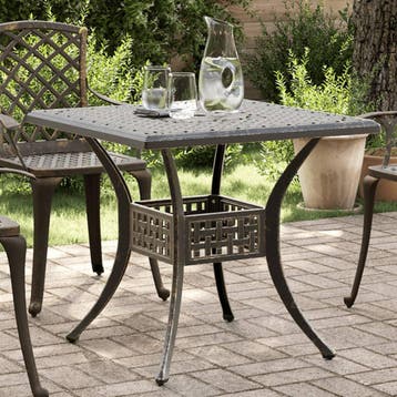 vidaXL Tuintafel 80x80x75 cm gietaluminium bronskleurig, Verzenden, Nieuw