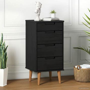 vidaXL Ladekast MOLDE Zwart 40 x 35 x 82 cm Massief, Verzenden