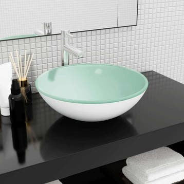 vidaXL Wasbak 42x14 cm gehard glas wit, Verzenden