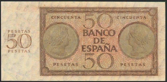 Spanje. - 50 Pesetas - 1936 - Pick 100a (Zonder, Timbres & Monnaies, Billets de banque | Europe | Billets non-euro