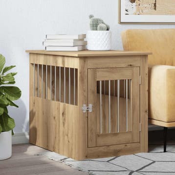 vidaXL Hondenbench 55x75x65 cm bewerkt hout artisanaal, Verzenden
