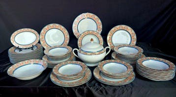 Suiko - Tafelservies voor 12 (52) - Porselein - Blauw en