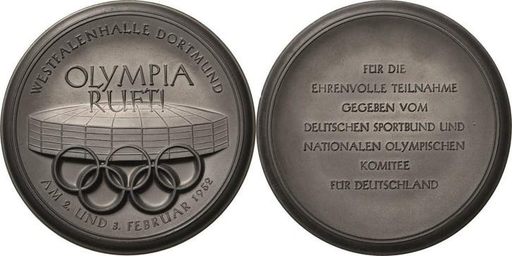 Kohlemedaille Olympische Spiele en Kongresse Oslo 1952 Vi..., Timbres & Monnaies, Pièces & Médailles, Envoi