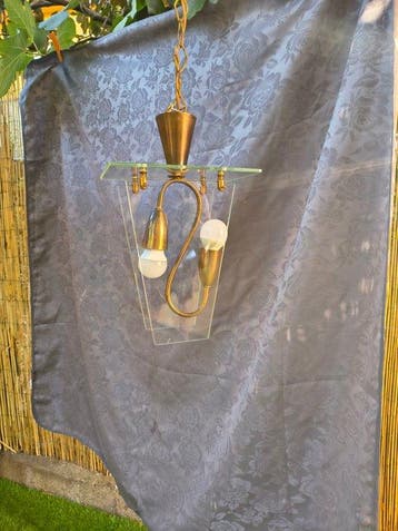 Lustre - Cristal - Vintage / laiton et cristal