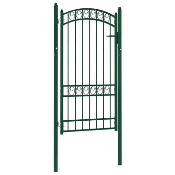vidaXL Poort met gebogen bovenkant 100x175 cm staal groen, Tuin en Terras, Verzenden, Nieuw