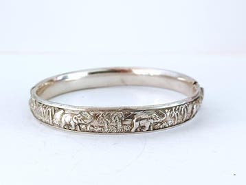 Zilver - Armband - bangle, olifanten