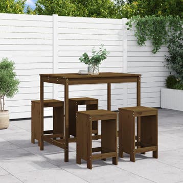 vidaXL 5-delige Tuinbarset massief grenenhout honingbruin, Tuin en Terras, Verzenden, Nieuw