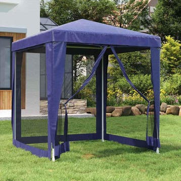 vidaXL Partytent met 4 mesh zijwanden 2x2 m HDPE blauw, Verzenden