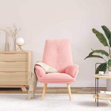 vidaXL Fauteuil Roze 69 x 74 x 93 cm Sherpa Stof, Verzenden