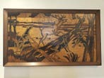 Paneel - Hout - Pyrografie / jachtscène