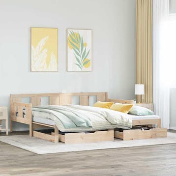 vidaXL Slaapbank met onderschuifbed en lades zonder matras, Verzenden, Nieuw