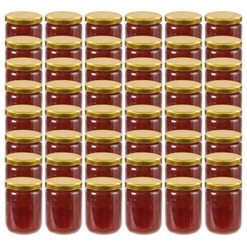 vidaXL Jampotten met goudkleurige deksels 48 st 230 ml glas, Verzenden, Nieuw