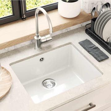 vidaXL Wasbak 80% Kwarts en 20% Hars 530 x 460 mm Wit, Huis en Inrichting, Keuken | Keukenelementen, Verzenden, Nieuw