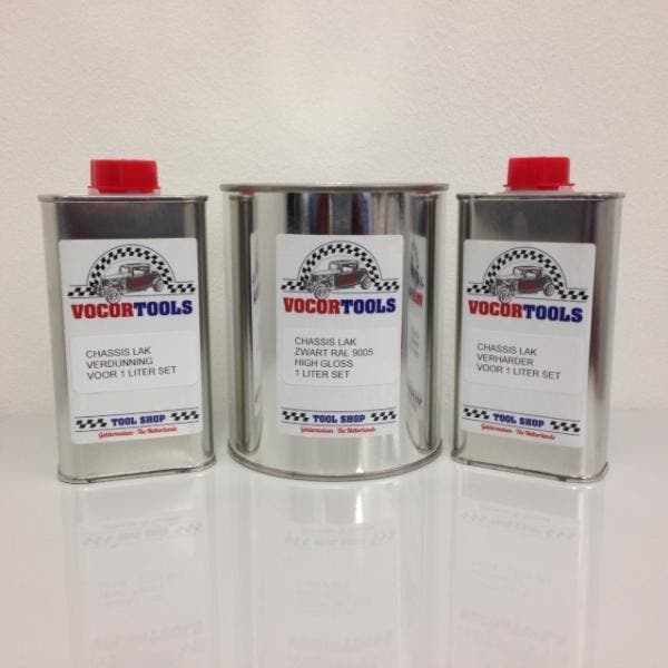 Chassislak 2K Mat zwart - Set 1 liter (PAINT EN NON PAINT), Auto diversen, Autogereedschap, Nieuw, Verzenden