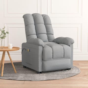 vidaXL Massagestoel elektrisch stof lichtgrijs, Verzenden