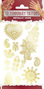 Goud Nep Tattoos Henna Hippie 12st, Verzenden, Nieuw