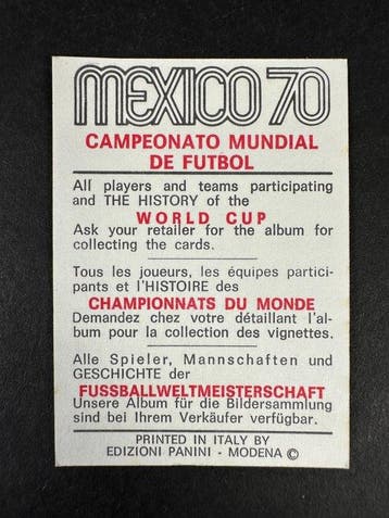 1970 Panini World Cup Mexico 70 - Belgium: Team - 1 Card -, Nieuw