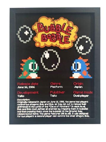 Taito - Quadro decorativo 3D - Bubble Bobble - Videogame, Nieuw