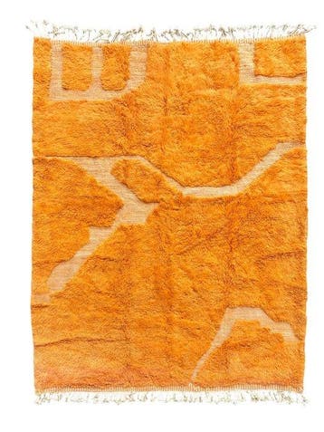 Moderne oranje Berber-wollen tapijt - Berber handgemaakt, Nieuw
