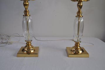 Lampe de table (2) - Laiton, Cristal