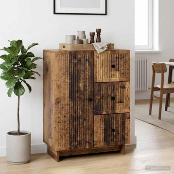 vidaXL Dressoir met lade Oud hout 66 x 34,5 x 90 cm Bewerkt, Verzenden, Nieuw