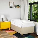 vidaXL Bedframe zonder matras 100x200 cm stof crèmekleurig, Verzenden