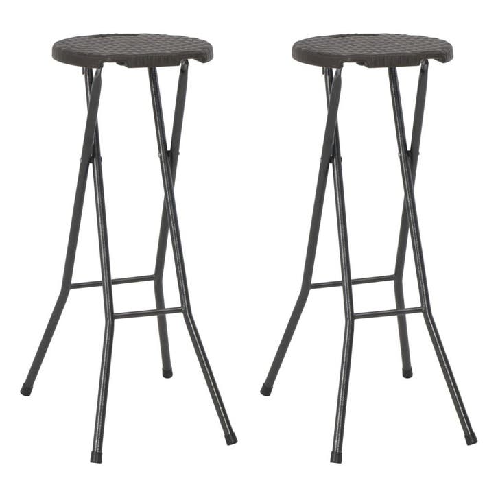 vidaXL Barkrukken inklapbaar 2 st rattan look HDPE en staal, Tuin en Terras, Tuinstoelen, Nieuw, Verzenden