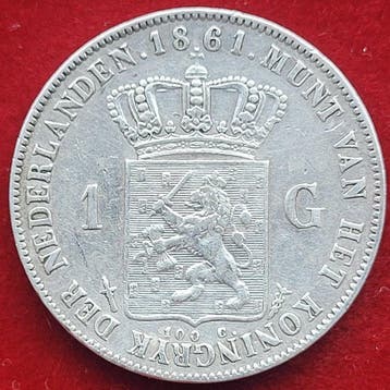 Nederland. Willem III. 1 Gulden 1861 (Zonder minimumprijs)
