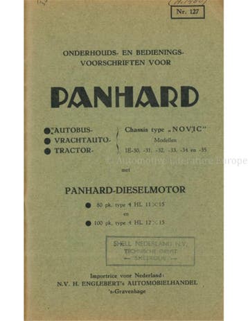 1949 PANHARD DIESELMOTOR INSTRUCTIEBOEKJE NEDERLANDS