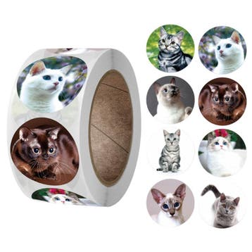 Katten Stickers Op Rol - 25 mm - Echte Katten - 500 Stuks -, Verzenden, Nieuw