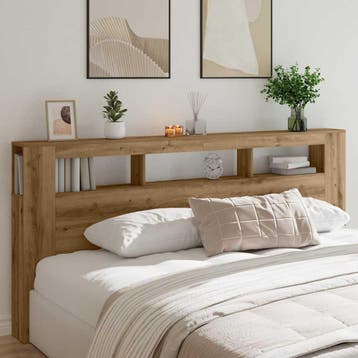 vidaXL Hoofdeinde met LED 220x18,5x103,5 cm hout artisanaal, Verzenden, Nieuw