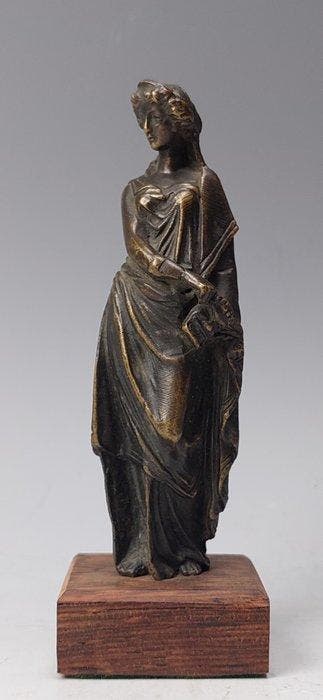 style of Pradier - sculptuur, Muse Melpomene - 12 cm - Brons