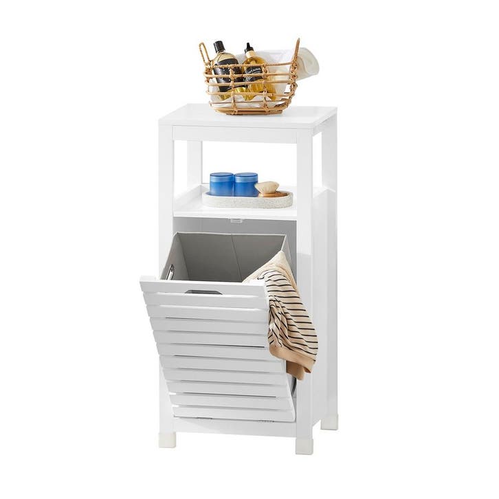 2dekans | SoBuy BZR67-W Badkamermeubel - Kantelbare Wasmand, Bricolage & Construction, Bois & Planches, Enlèvement ou Envoi