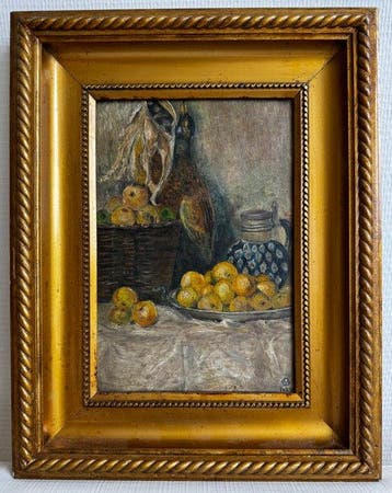 École européenne (XX) - Stilleven met fruit, kruik en fazant
