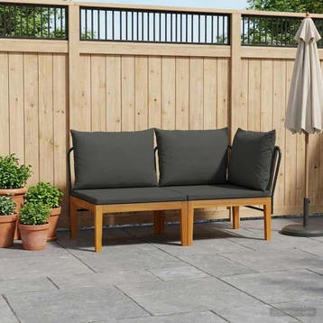vidaXL 2 st Tuin Lounge Set met Kussens Massief acaciahout &, Verzenden, Nieuw