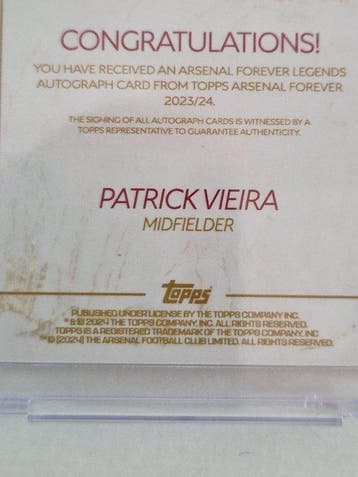 2023/24 Topps Arsenal Forever Patrick Vieira numerada /25