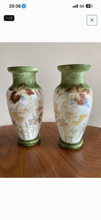 boheemse opaline - Vaas (2) - opaline glas - Antieke, Antiek en Kunst, Antiek | Glaswerk en Kristal