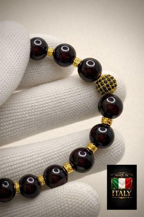 OP MAAT - Granaat - Zilver 925 - Certificaat - Armband -, Verzamelen, Mineralen en Fossielen
